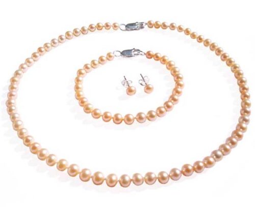4-5mm Children Sized Pink Pearl Jewelry Set