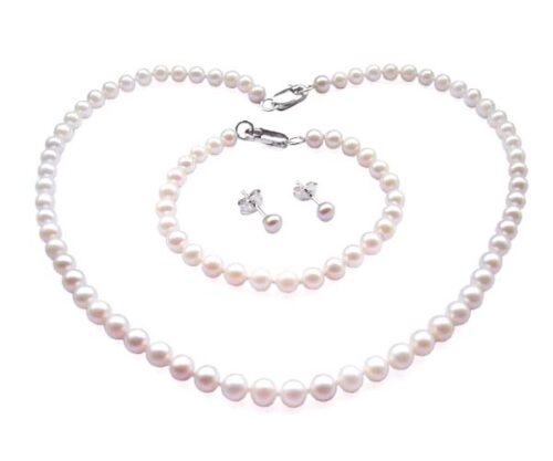 4-5mm Children Sized White Pearl Jewelry Set