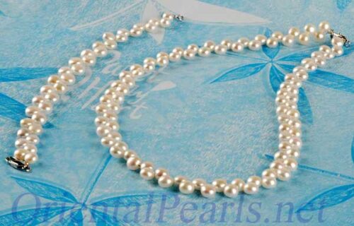 6-7mm White Pancake Pearl Necklace and Bracelet Set