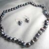 Grey Baroque Pearl Necklace and Earrings Set