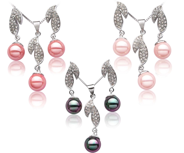12mm Multi-Color Shell Pearl Jewelry Set – Necklace & Bracelet, Natural Abalone