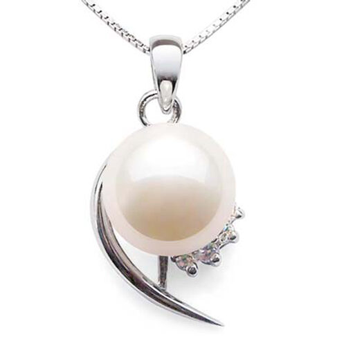 10mm Large White 925 Sterling Silver Pendant in CZ Diamonds