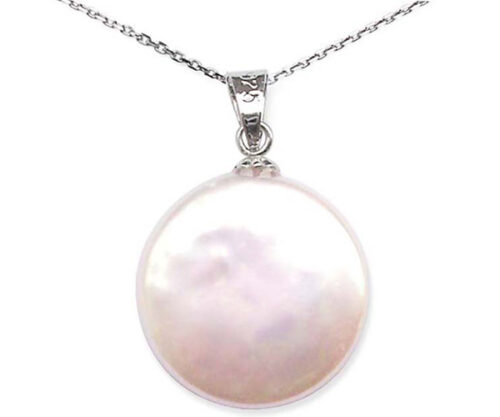Genuine Coin Pearl Pendant in 925 Sterling Silver