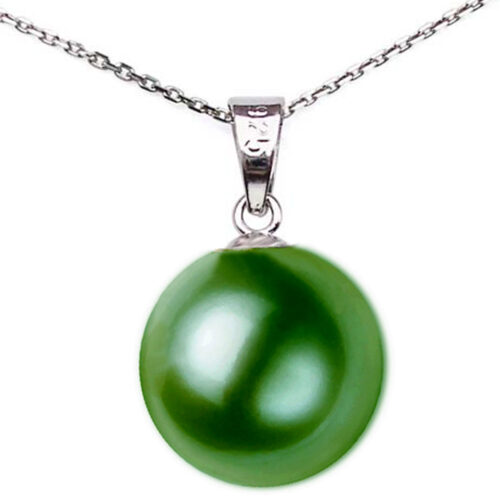 9-10mm tahitian green silver pendant