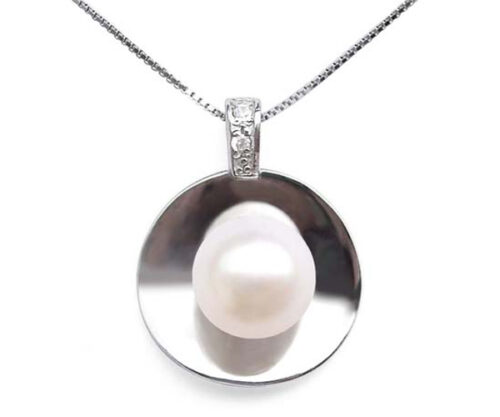 Large 9-10mm Pearl 925 Sterling Silver Pendant with a Free Silver Chain