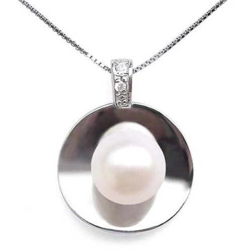 Large 9-10mm Pearl 925 Sterling Silver Pendant with a Free Silver Chain