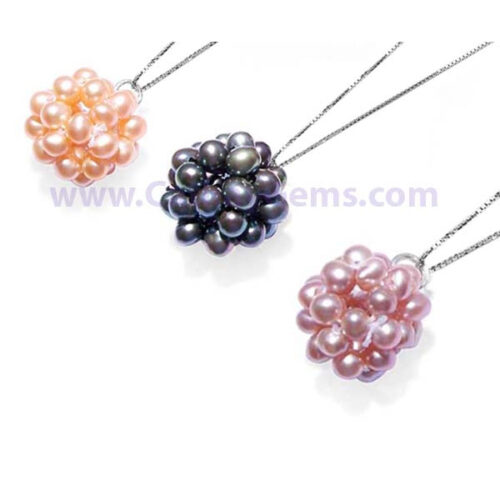 3.5-4mm High Quality Pearls Pendant in a Ball Design with Free 925 Silver Chain