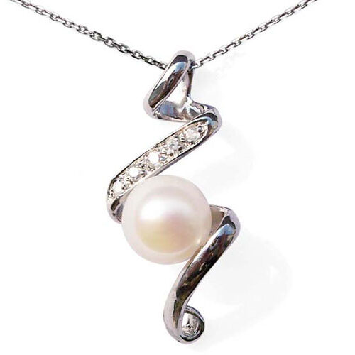 White Large 10mm Pearl Sterling Silver Pendant