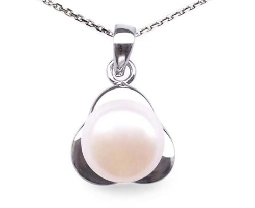 White 9.5mm Sterling Silver Pearl Pendant
