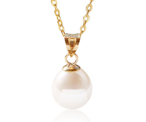 White 9-10mm Drop Pearl Pendant in 14K Gold