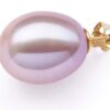 Mauve Colored 12-13mm Large Drop Pearl Pendant, 14K Solid Gold