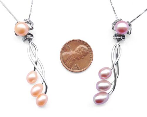 Pink and Mauve 8-9mm Four Real Pearl SS Necklace