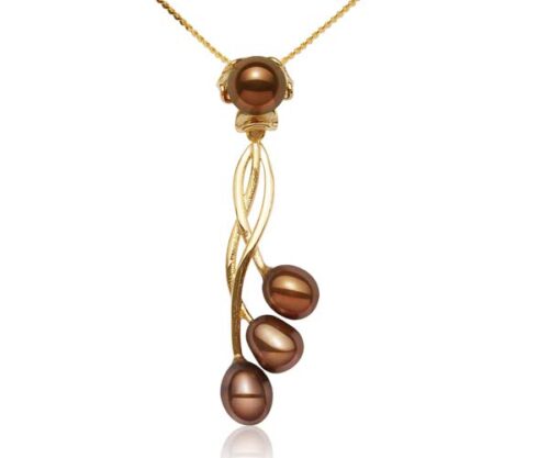 Chocolate 8-9mm Four Real Pearl SS Necklace