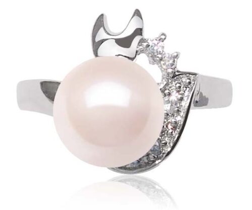White 9.5-10mm 925 Sterling Silver Pearl Ring