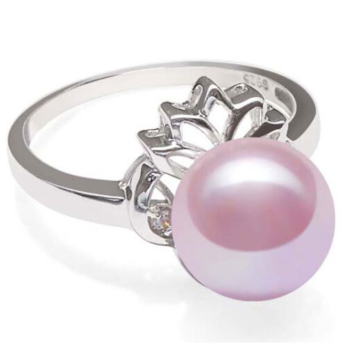 Mauve Stamped 925 Sterling Silver High Quality Pearl Ring