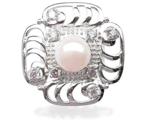 Large 9-10mm Pearl Ring in Spray Design and 925 Sterling Silver