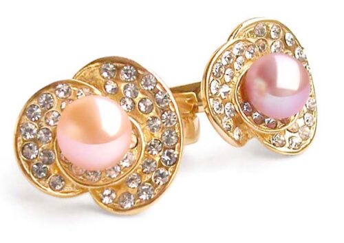 Pink and Mauve 7-8mm Freshwater Pearl Rings, 18K Yellow Gold Overlay