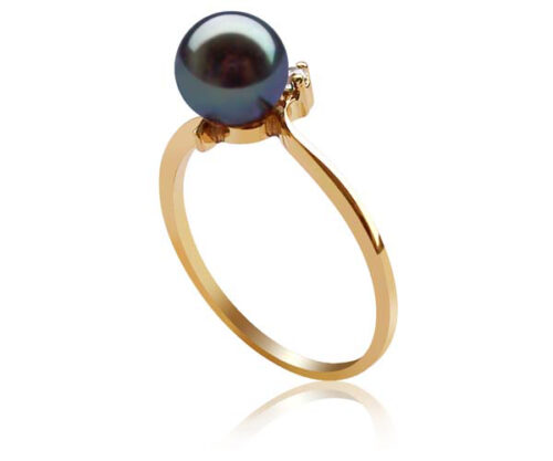 7-8mm AAA Round Pearl Ring in 14K Solid Gold