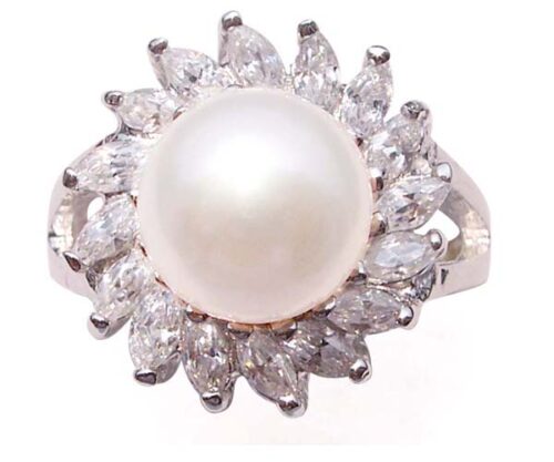White 10-10.5mm Pearl SS Ring