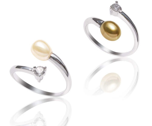 Champagne and Dark Golden Rod 5-6mm Adjustable Sized Pearl Ring