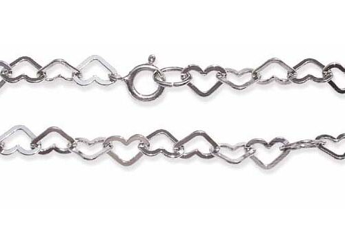 925 SS Heart Shaped Hollow Links Chain