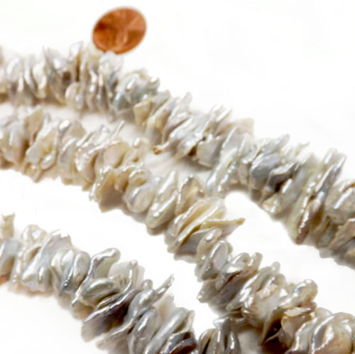Greyish white center drilled keshi pearls