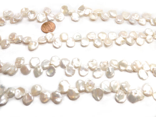 White 11-12mm thin Keshi Pearl Strands