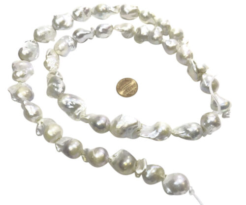 large baroque pearl strand with 2.5 holes