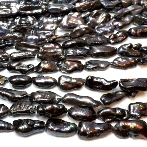 black colored Length Drilled Biwa Loose Pearl Strand