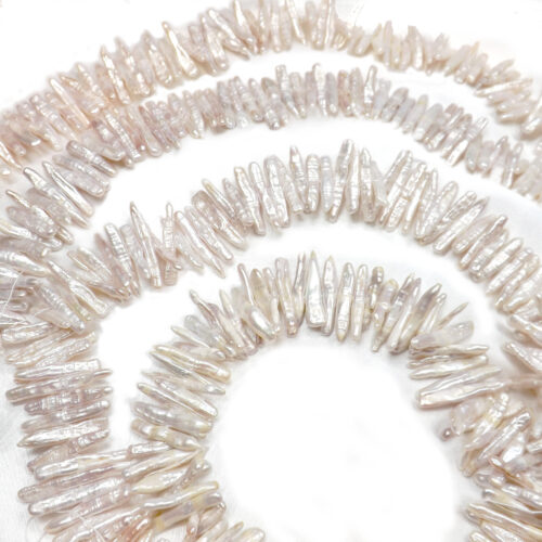White Center Drilled Stick Pearl Strand