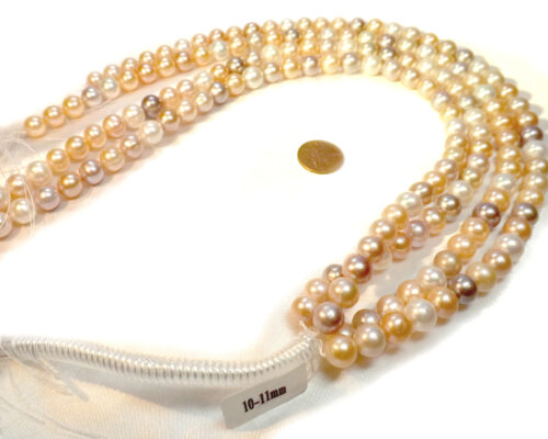 10-11mm round pearl strands in multi color