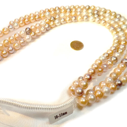 10-11mm round pearl strands in multi color