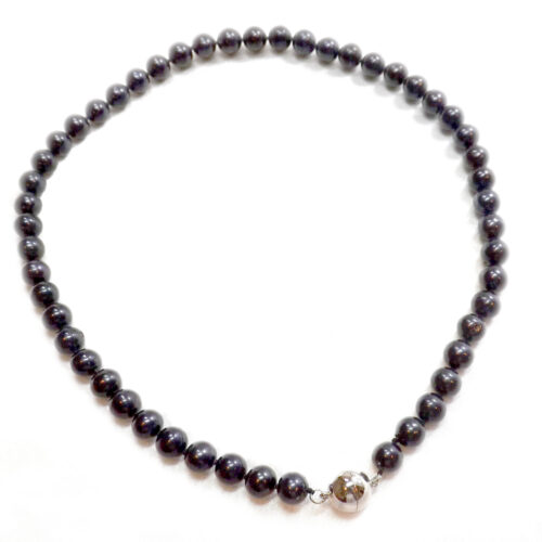 8-9mm AA Round Black Pearl Necklace Magnetic Clasp