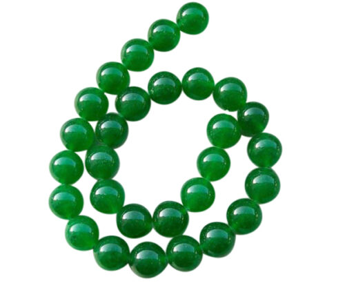 Green Colored Round Jade on Temporary Strand