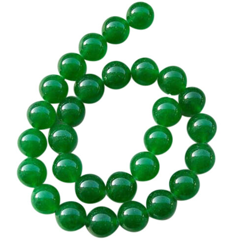 14mm bright green jade beads strand