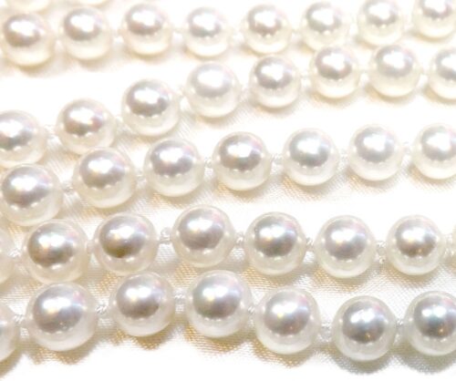 Hand Knotted Individually 8mm White Shell Pearl Strands