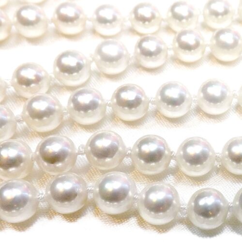 Hand Knotted Individually 8mm White Shell Pearl Strands