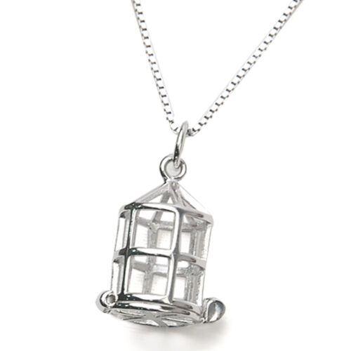 925 Sterling Silver Bird Pearl Cage Pendant as a Pearl Holder