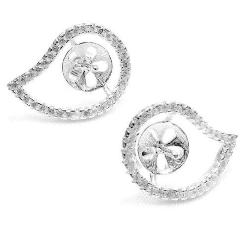 925 silver heart designed pearl studs earrings setting