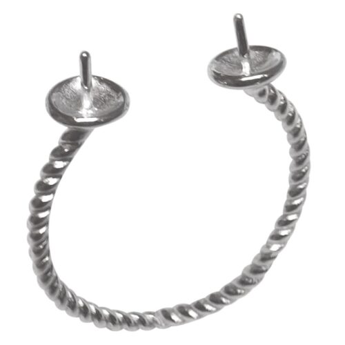 Spiral Twisted 925 Sterling Silver Open Top Ring Setting for 2 Pearls
