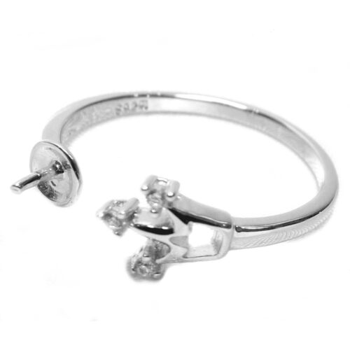 Adjustable Sized 925 Sterling Silver Ring Setting with CZ Diamonds