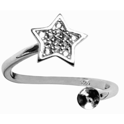 Star Designed 925 Sterling Silver Ring Setting