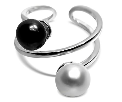 Double Layer Designed 925 Sterling Silver Ring Setting with 2 Pearl