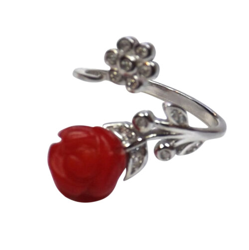 Silver coral ring adjustable sized