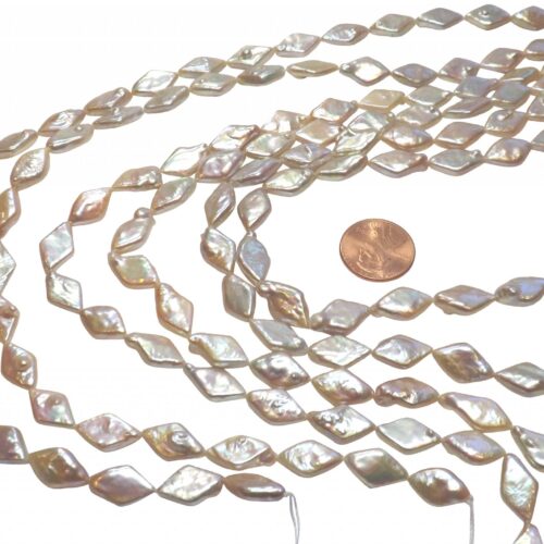 Rare High Quality Rhombus Shaped Coin Pearl Strand AAA High Luster
