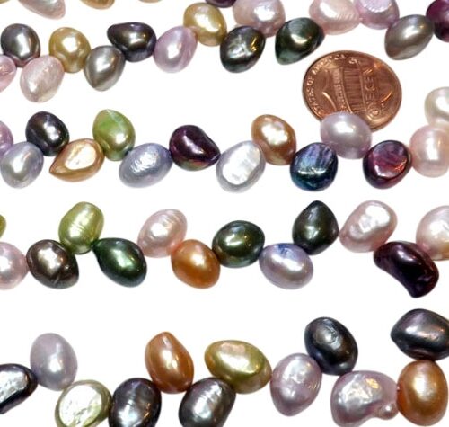 Top Drilled 8-9mm Multi-Colored High Quality Baroque Pearls