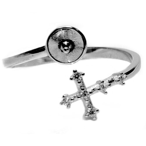 Beautiful Cross Designed 925 Sterling Silver Ring Setting