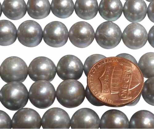 10-11mm Freshwater A Quality Gray Colored Round Pearl Strand