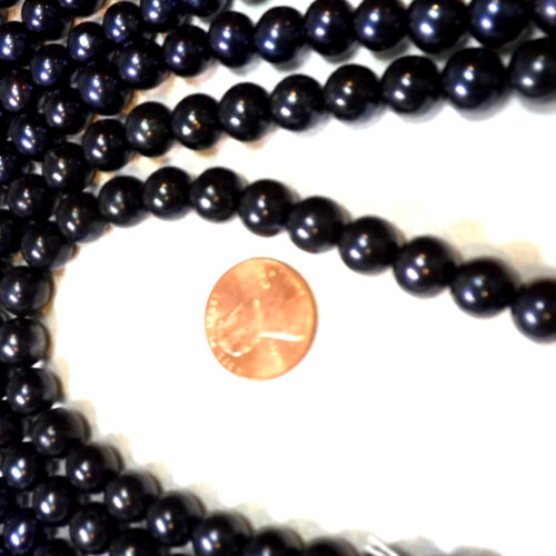 9-10mm black round pearl strands