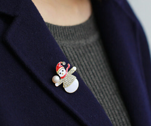 Snowman Real Pearl Brooch or Pendant